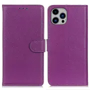 For iPhone 15 Pro Max Litchi Texture Phone Wallet Case PU Leather Stand Protective Phone Cover