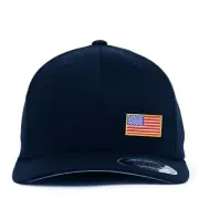 American flag embroidered navy flexfit flex fit cap hat / Adding name available