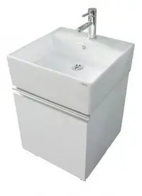 在飛比找Yahoo!奇摩拍賣優惠-[勞倫斯衛浴-拉門] L501白色瓷盆浴櫃組-寬約46CM 