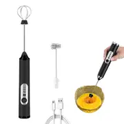 Handheld Electric Coffee Milk Frother Double Whisk Egg Beater with 3 Speeds