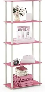 [Furinno] Turn-N-Tube 5-Tier Multipurpose Shelf Display Rack, Pink/White