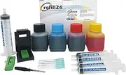 refill24 Refill Set: Refill Ink 200ml for Canon PG-540 CL-541, PG540 CL541 XL Black and Colour + Accessories + Instructions Refill Set with Printer Ink for Pixma MG MX TS