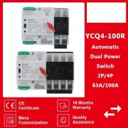 Din Rail Dual Power Automatic Transfer Switches YCQ4-100R 2P/4P 63A/100A AC230V