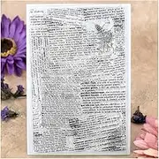 Kwan Crafts Newspaper Background Clear Stamps for Card Making Decoration and DIY Scrapbooking