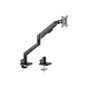 Goobay Monitor Mount Single Gas PRO for 17-32 Inch Screens – Black Adjustable VESA Stand with Full Motion Tilt and Swivel for Optimal Viewing