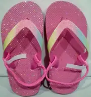 Girls Everyday Flip Flops With Backstrap Pink Glitter Size 10-11