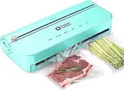 [Kitchen in the box] Vacuum Sealer Machine, Smart Vacuum Food Sealer with Built-in Bag Storage & Cutter, Food Vacuum Saver with External VAC for Jars and Containers,Includes 5M Bag Rolls,Blue