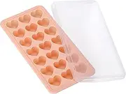 Heart Shaped Ice Cube Trays with Lid, Silicone Heart Mold, Easy Release Ice Trays, 21-Cavity Heart Molds for Ice Cubes, Gelatine, Chocolate, Baking and Candy - Pink