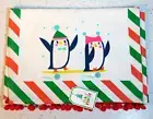 Table Runner Penguins Christmas w/ Red Pom Poms NEW