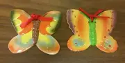 Set of 2 3D Wall Art Decor Ceramic Plaques, BUTTERFLIES, approx. 7" x 6"
