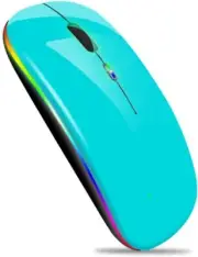 Bluetooth Mouse Wireless Mouse Slim 2.4G LED Rechargeable Portable (Seafoam)