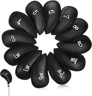 BESPORTBLE 12pcs Golf Club Head Covers Durable PU Iron Covers for Use Soft Inner Lining for Scratch Protection Guard Against Dings Golfing Accessories for Storage and Transport