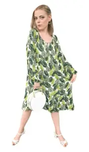 Time & Tru NEW TAGS Palm Print Peasant Dress Size XL