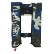 JH-CQJSY-01 Manual Version Portable Inflatable Life Jacket Adult 300D Nylon 150N High Buoyancy VestC Blue Camouflage Blue