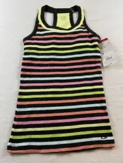 Champion Racerback rainbow Striped Built in Bra Stretch Tank Top Women Small XS
