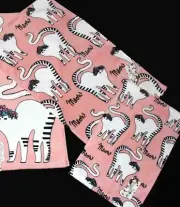 2 Kassafina White Cats Flower Hats "Meow" Coral Pink Velour Fingertip Towels NWT