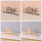 Retro Letters Iron Craft Clock Wood Bedside Clock Ornament Home Decoration