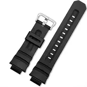 KTKBXUDMUL 16mm High Grade Rubber Wrist Strap for Casio G-Shock AW- 591/590/AWG-M100/101/G-7700 Replacement Watch Band Man Black Bracelet(Black sk)