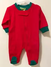 NWT Classic Whimsy Holiday Red With Green Footed Romper Boy's Size 18 Months