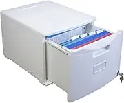 Storex Plastic One-Drawer File Cabinet – Locking Document Organizer for Home and Office, White, 1-Pack (61271B01C)