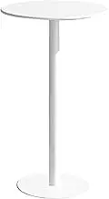 Round White Bar Table with Metal Leg for Kitchen Non Slip Base Easy Assembly 70x104cm Height