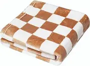Checkered Baby Blanket Fleece Baby Blankets Neutral for Boys Girls, Super Soft Warm Lightweight Infant Toddler Newborn Receiving Blankets for Crib Stroller, Khaki 30''x40''