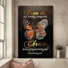 I Can Do All Things Through Christ Butterfly Jesus Graphic Prints Canvas Wall...
