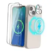 (4 in 1 Designed for iPhone 14 Case Compatible with MagSafe (6.1 inch, Stone