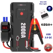 OZGO+ Jump Starter 2000A Portable 12V Car Battery Heavy Duty Power Bank Booster