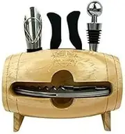 Don Vassie Wine Accessories Gifts - 4 Pieces & Barrel Stand Display