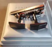 Men's Perry Ellis Portfolio Silver Cuff Links Tie Clip Set - $45 MSRP -(C20B3)..