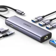 UGREEN USB-C 6-in-1 Hub - USB-C to Ethernet Adapter with 4K HDMI, 100W Power Delivery, 3 USB 3.0, Compatible with MacBook, iPad Pro, Dell, HP, Surface, Chromebook Mac Mini 2023. [UG-15598]