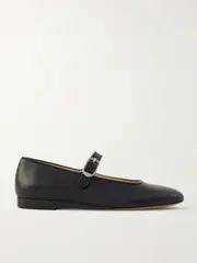 [Le Monde Béryl] Le Monde Béryl - Leather Mary Jane Ballet Flats - Black - IT42 IT 42 Black