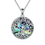 YFN Tree of Life Necklace Sterling Silver Yin Yang Tree Pendant Abalone Shell...
