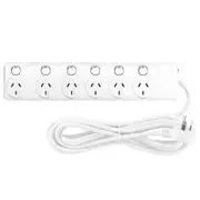 Arlec PB66B-L Safety Overload Protection 6 Outlet Individually Switch Powerboard