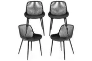 Costway Set of 4 Armless Dining Chairs Plastic Kitchen Side Chairs Dining Chair Set Black