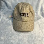 PINK Victoria's Secret Hap Cap Gray One Size Adjustable Baseball Spellout Wool