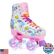 SULIFEEL Rainbow Unicorn Roller Skates for Girls Light up Wheels Womens Quad