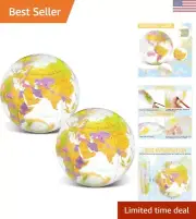 Clear PVC Inflatable World Globe Bundle - Interactive Learning Tool for Kids