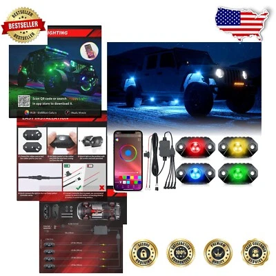 Waterproof LED Multicolor Rock Light Set - Perfect for Jeep and Truck Under Glow