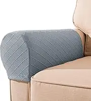 Armrest Chair Covers, Set of 2 Stretch Armchair Couch Arm Rest Cover, Anti-Slip Spandex Polyester Sofa Chair Arm Caps Slipcovers for Furniture Protector,Light Gray
