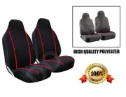 Car Seat Covers Front Black Red Stripe Pair 1+1 2x Set For Fiat Panda