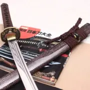 T10 Clay Tempered KOGARASUMARU Katana Japanese Samurai Sword Suguha Hamon Brown