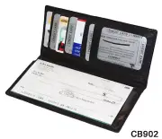 Black Genuine Leather Checkbook Cover Organizer Clutch Wallet NR