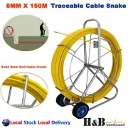 8mm 150M Traceable Cable Rodder Rod Reel Copper Trace Wire Telstra NBN Tool