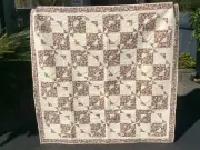 Handmade patchwork Quilt. Kira in apricot and cream (#102)