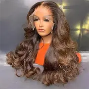 Honey Blonde Ombre Wig Body Wave 13X6 HD Transparent Lace Front Human Hair Wig Pre Plucked 180 Density 12 Inch 13x6 Lace Front Wig