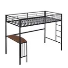 Bunk Bed Frame Metal Twin Size Beds with Desk Ladder Guardrails Kids Bedroom US