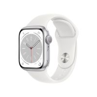 【當日出貨】Apple Watch Series 8 表GPS款41毫米銀色鋁金屬錶殼白色運動型錶帶MP6K3CH/A