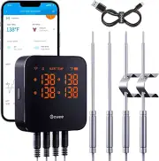 Wireless Meat Thermometer with 4 Probes, Digital Rechargeable Bluetooth Cooking